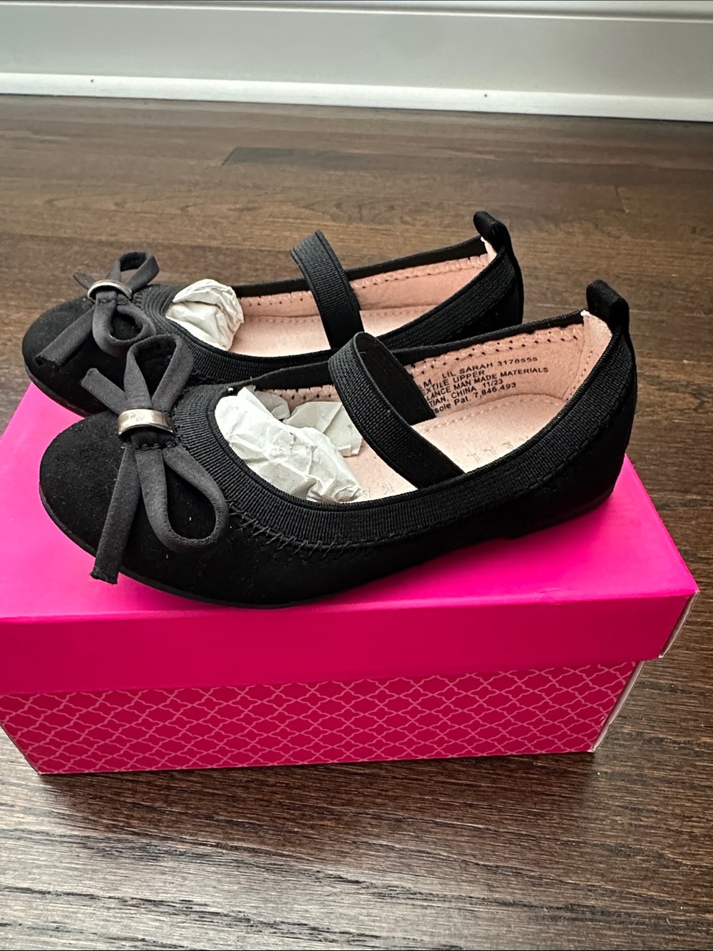 Kelly & Katie Black Girls Mary Jane Flats with Decorative Bow